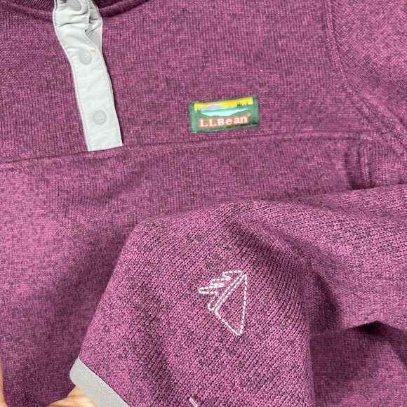 L.L. Bean Sweater Snap Placket Purple Fleece Pullover Jacket Petite Large 0934 - Picture 5 of 7